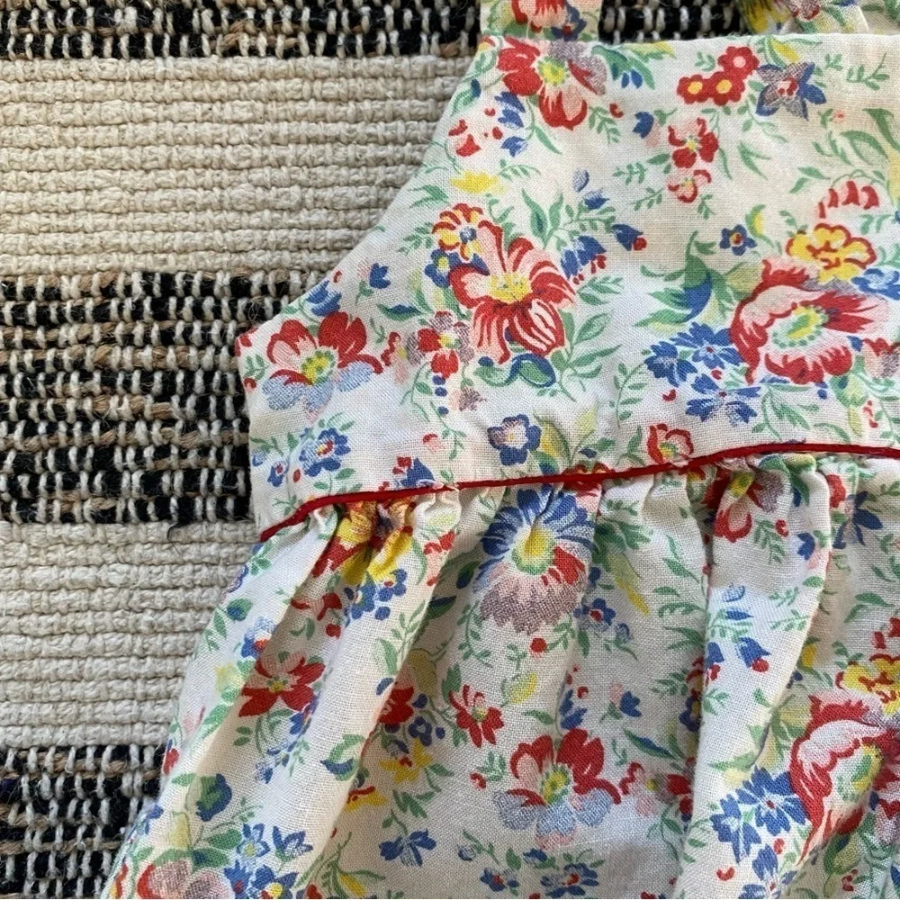 Ralph Lauren Cream Red Blue Yellow Green Floral Print Cotton Sundress 3 months